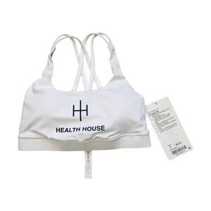 Lululemon Energy Bra Womens Size 4 White Padded Cross Strap Strappy Gym Yoga NEW